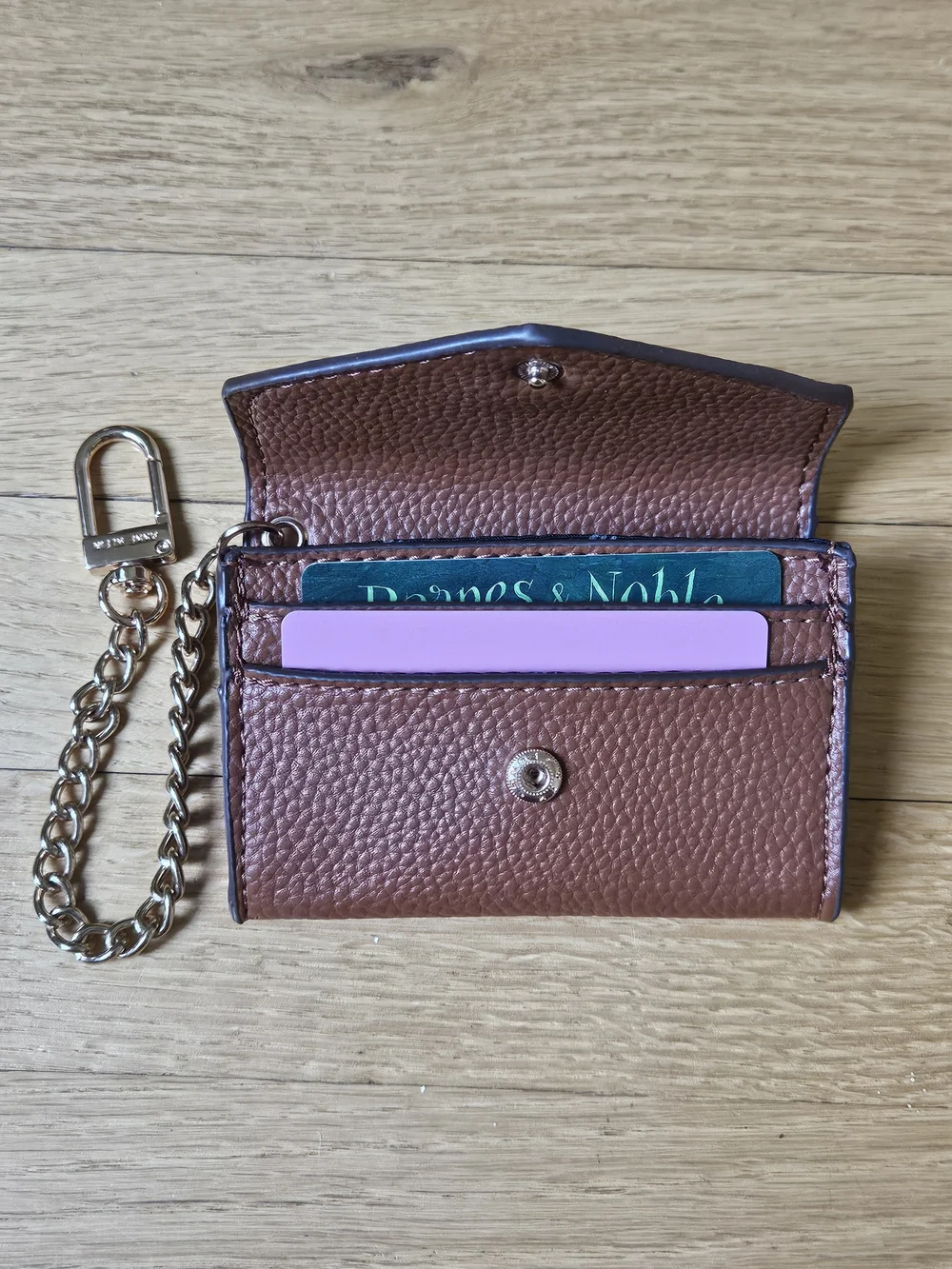 Anne Klein Brown Pebbled Wallet  with Keychain Accent